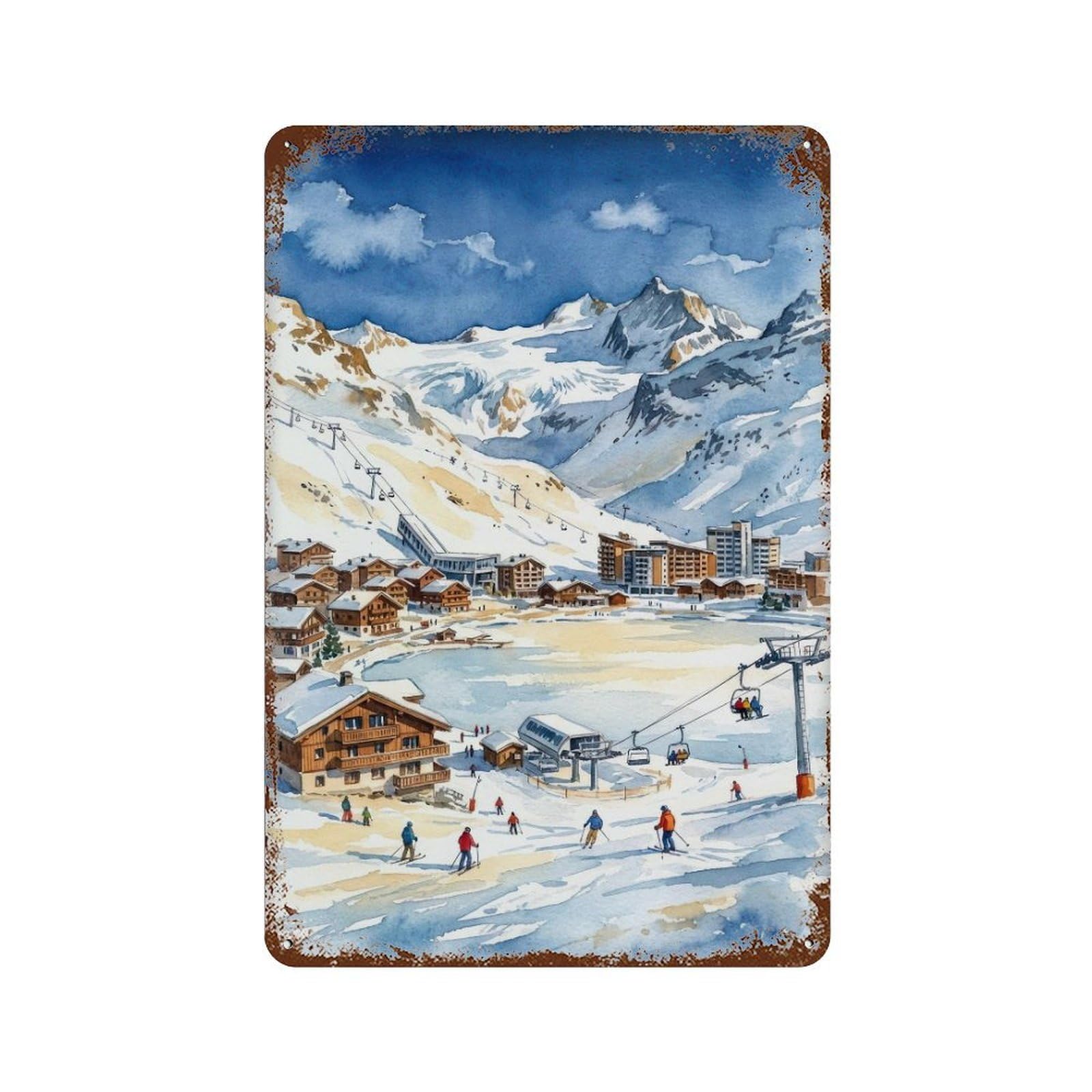 xiaoxiaoshen Tignes Ski Resort France Alpine Landscape Scenic_11 Wall Decor Art Metal Tin Poster Modern Home Decor Art Home Bar Shop Decorations Vintage Sign 30x20cm