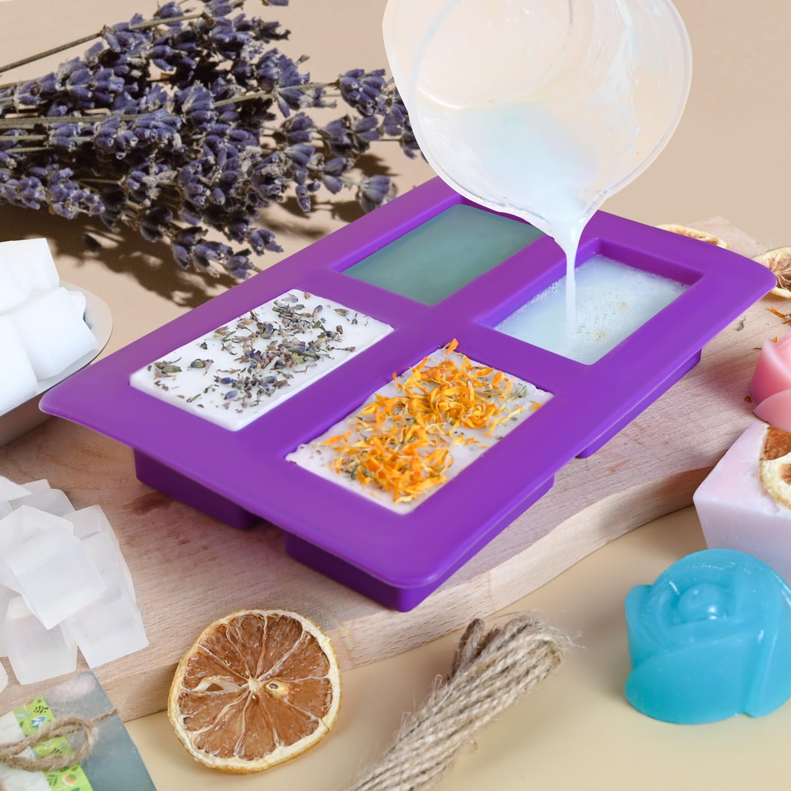 Vezerd Seife Selber Machen, Kreative Bastelset Erwachsene DIY Set Seifenherstellung mit Seifenform, Seifenbasis und Rohseife, Badebomben Seifen Soap Making Kit für Anfänger, Als Geschenk