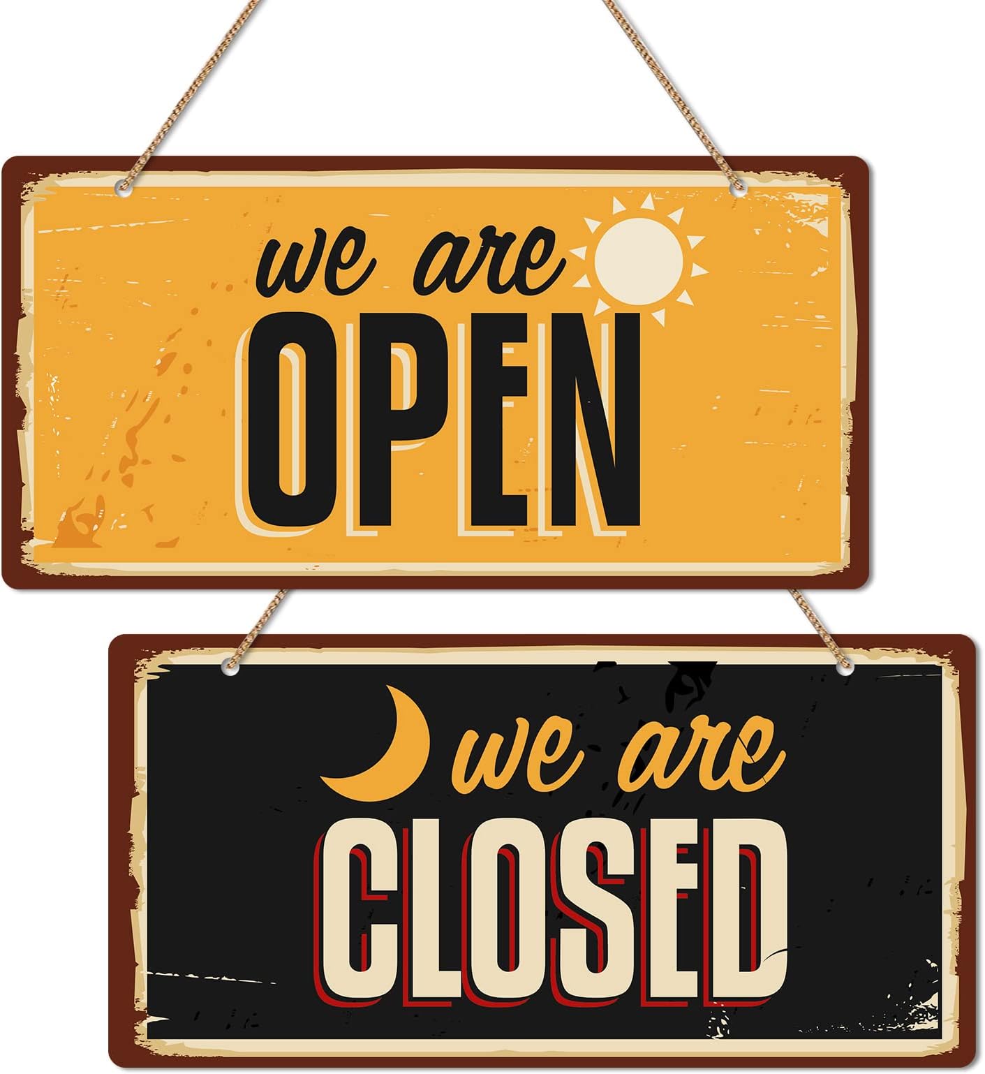WHATSIGN Business Open and Closed Door Sign,6"x 12",Double Sides We are Open/Closed Sign,Hanging Sign,Open Closed Sign for Restaurant,Club,Cafe,Hotel,Store