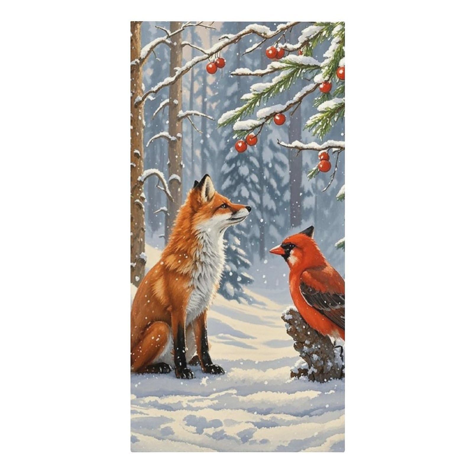 QMNLKH Winter Snow Fox Beach Towel for Women, Large Microfiber Pool Towel for Men, Absorbent Swim Towels for Home, Lightweight Bath Towels for Camping, Yoga, 30.3"x61.4"