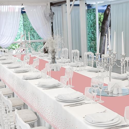 Miniatura 43 de Paquete de 12 manteles y caminos de mesa azules y dorados para decoración de fiesta, mantel desechable de plástico azul real y dorado y camino