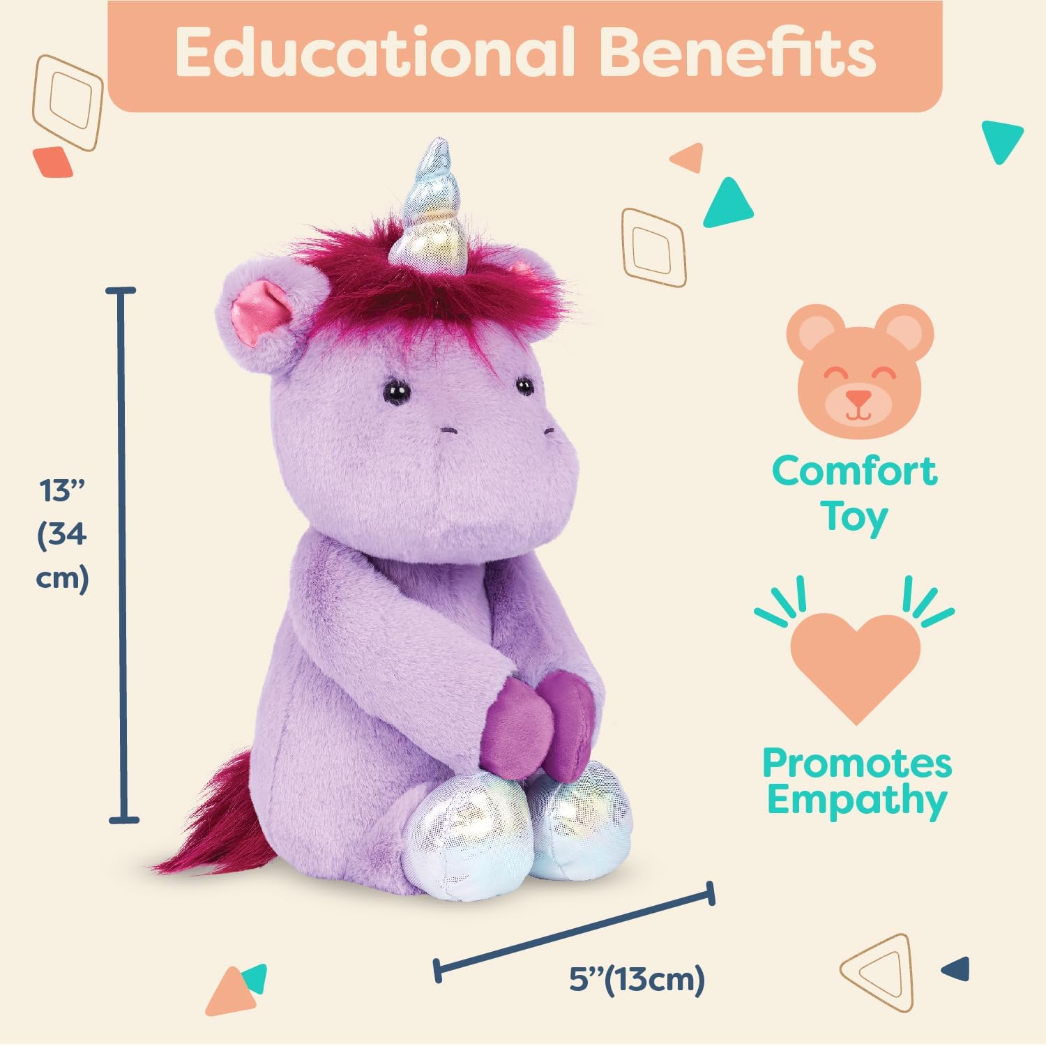 B. toys – 12-Inch Plush Purple Unicorn – Stuffed Animal – Soft Unicorn Toy – Washable Toys for Baby, Toddler, Kids – Happy Hues – Penny Periwinkle – 0+ Months