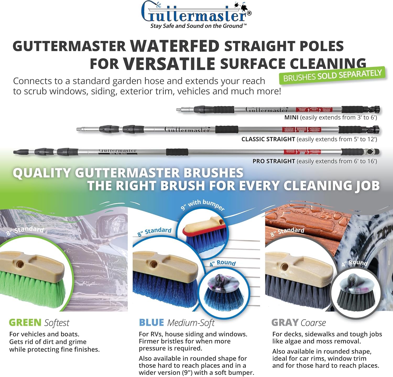 GUTTER MASTER Guttermaster Brosse rectangulaire Gris 20,3 cm