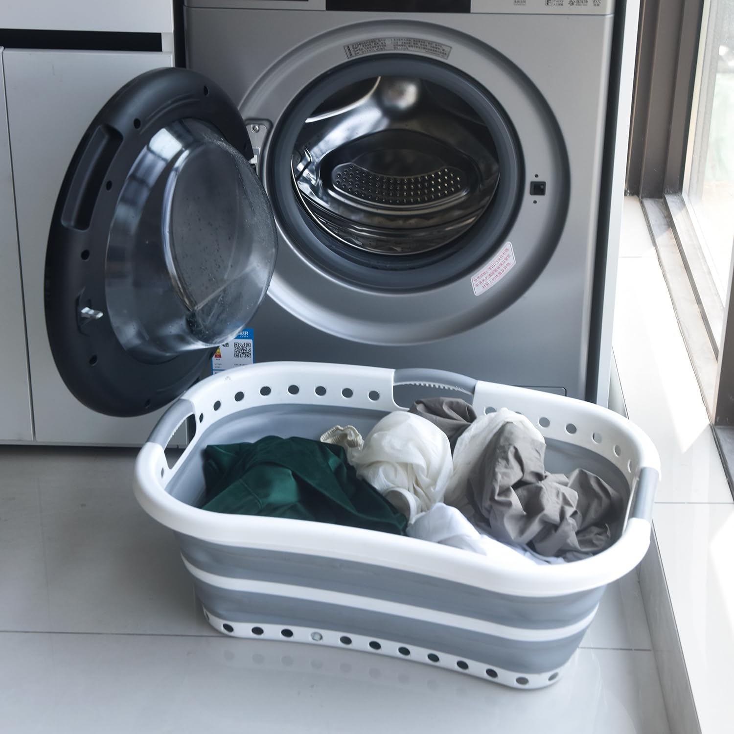 ZIMEL HOMES Large Collapsible Laundry Basket, 67L, Compact Foldable & Multipurpose, Lightweight with Handles (Modern 63cm x 46.5cm x 55cm)