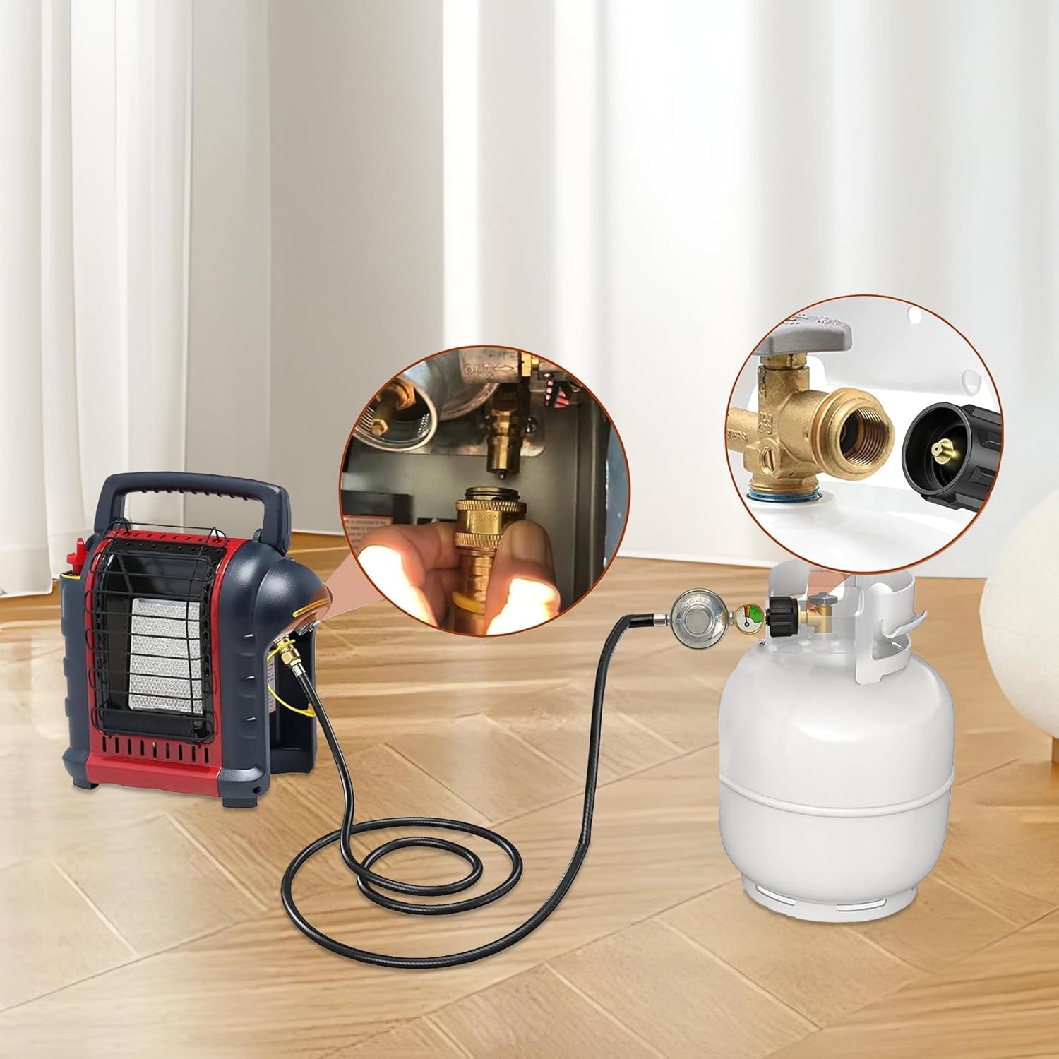 only fire 12ft Propane Hose Regulator with Tank Gauge, 3/8" Female Quick Connect x QCC1 Propane Tank Connection