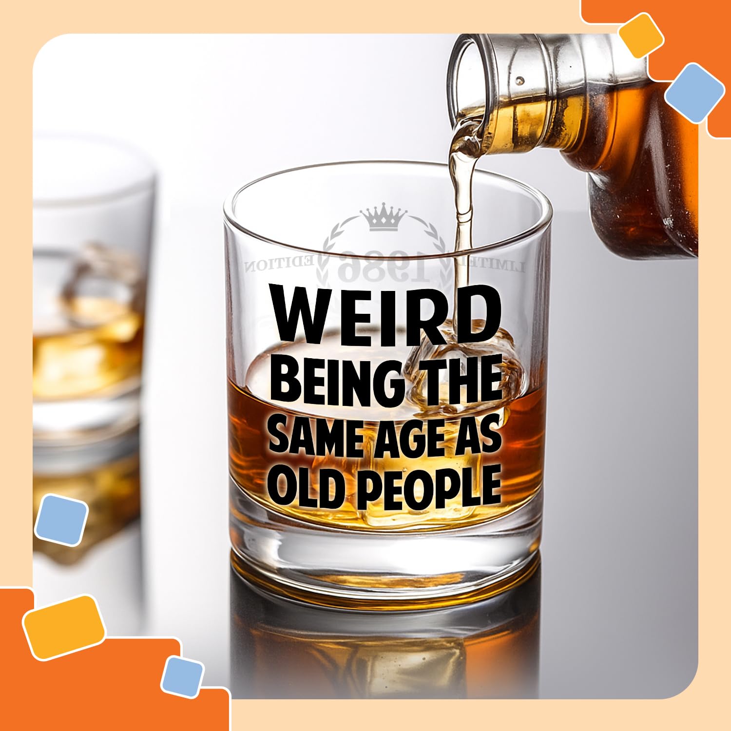 NewEleven 40th Birthday Gifts For Men - Vintage 1986 40th Birthday Gifts Men, Funny Gift For Him, Husband, Dad - Cool Whiskey Gift Idea From Her, Wife - Whiskey Glass