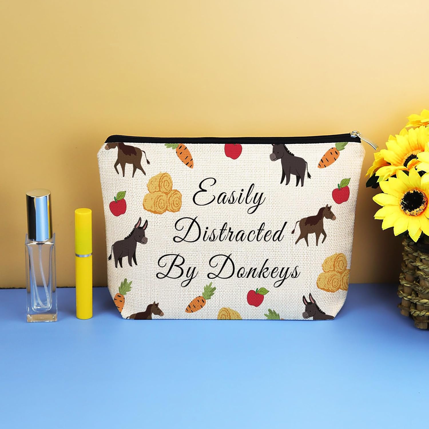 Donkeys Themed Cosmetic Bag Donkey Gift for Girls Women Funny Farmhouse Gift for Donkey Lover Owner Families Neighbors Friends Makeup Bags Animal Lover Gifts Travel Zipper Toiletry Bag - Image 7