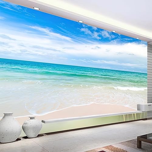 Papel tapiz fotográfico 3D de playa y mar, papel tapiz de paisaje junto al mar, decoración de pared para sala de estar, dormitorio, fondo de