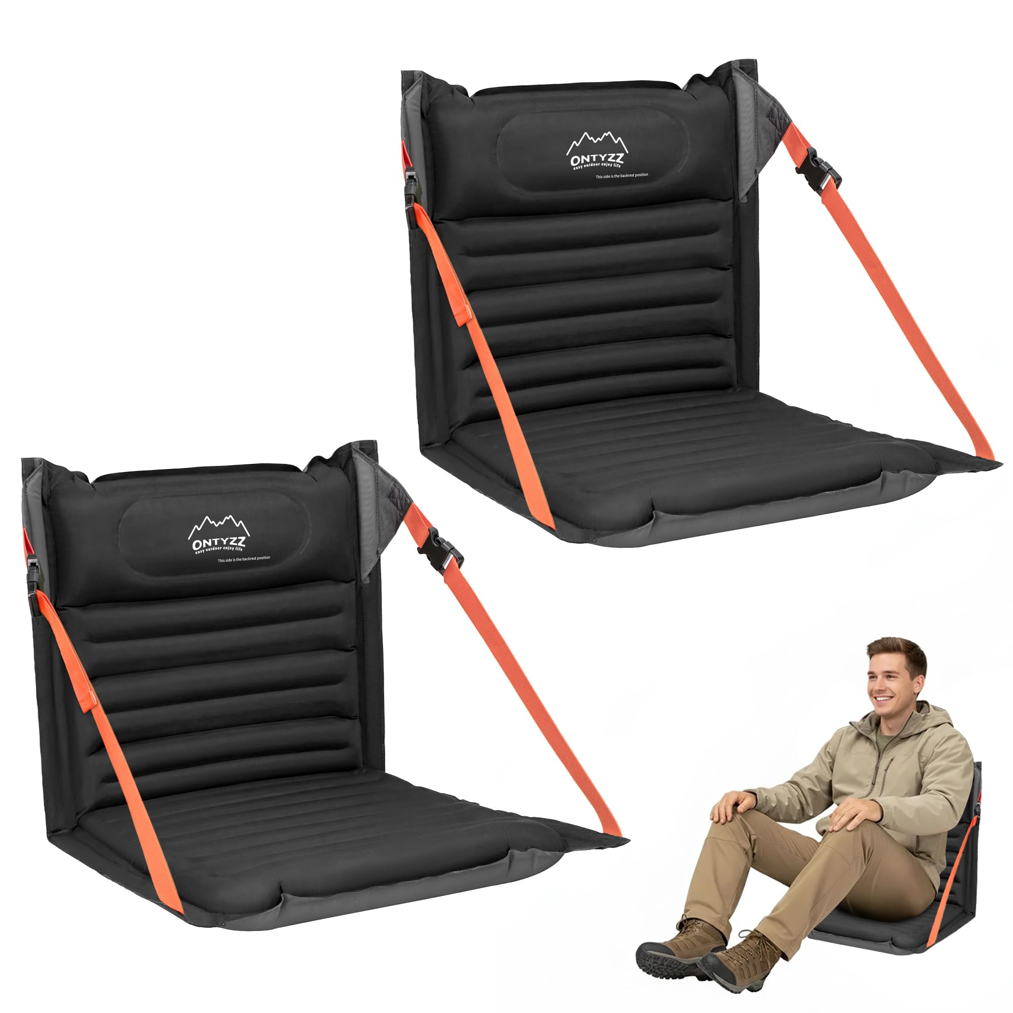 ONTYZZ Stadionsitze Aufblasbares Stadion Sitzkissen mit Rückenlehne Leichter Bodenstuhl Tragbares Polster Wasserdicht Outdoor Klappstühle für Picknick Konzerte Garten Balkon Fischerei Camping Stühle