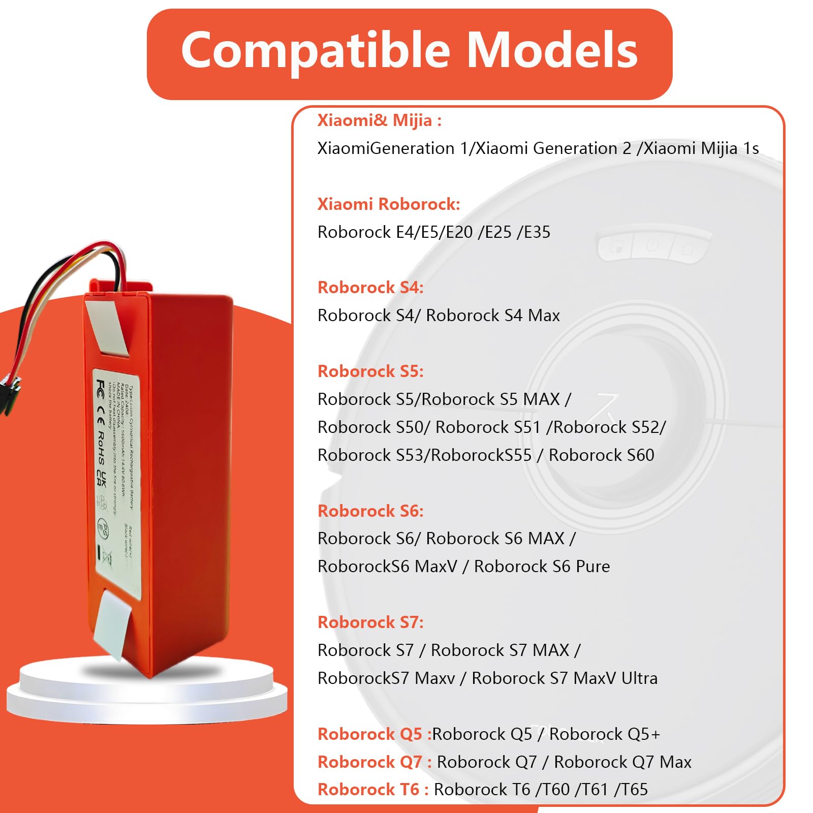 Battery Pack Xiaomi Roborock Mi S55 Vs S50 Original 12800mAh
