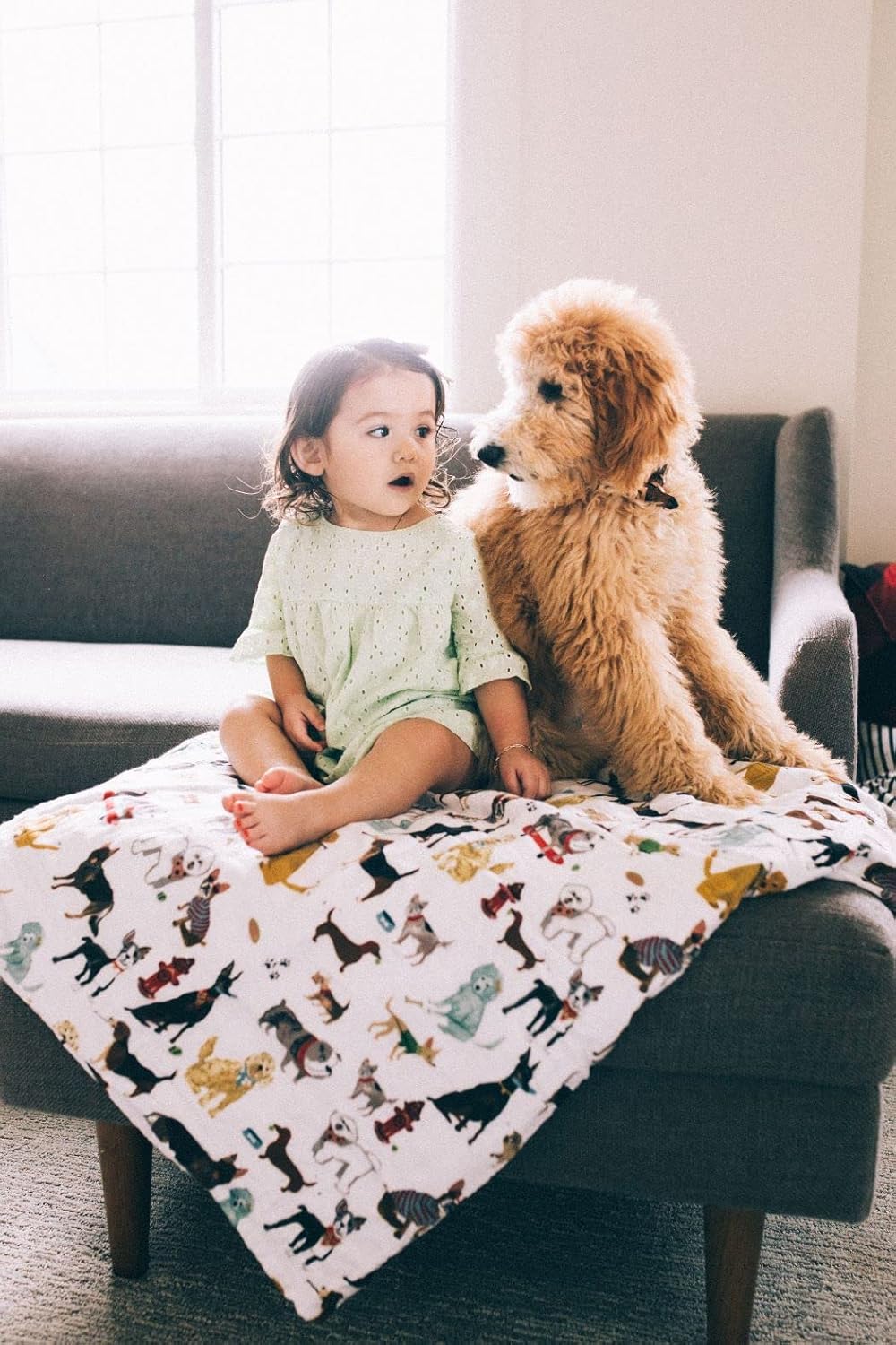 Woof Friends Cotton Muslin Kids Quilt with Dog Print