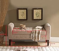 Vista 2 de Kings Brand - Banco otomano de almacenamiento tapizado con diseño capitoné