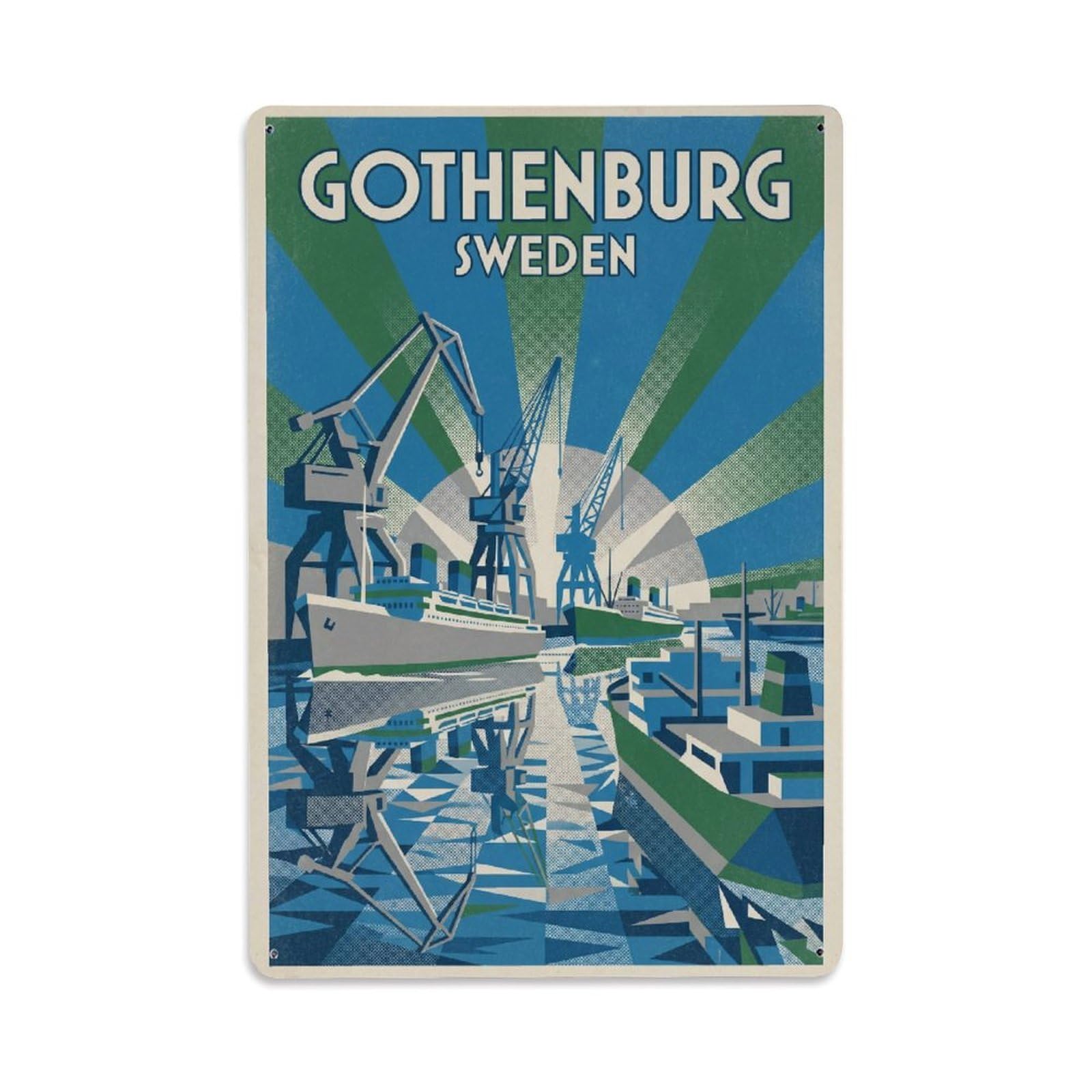 Travel Retro Sweden Gothenburg Metal Tin Sign