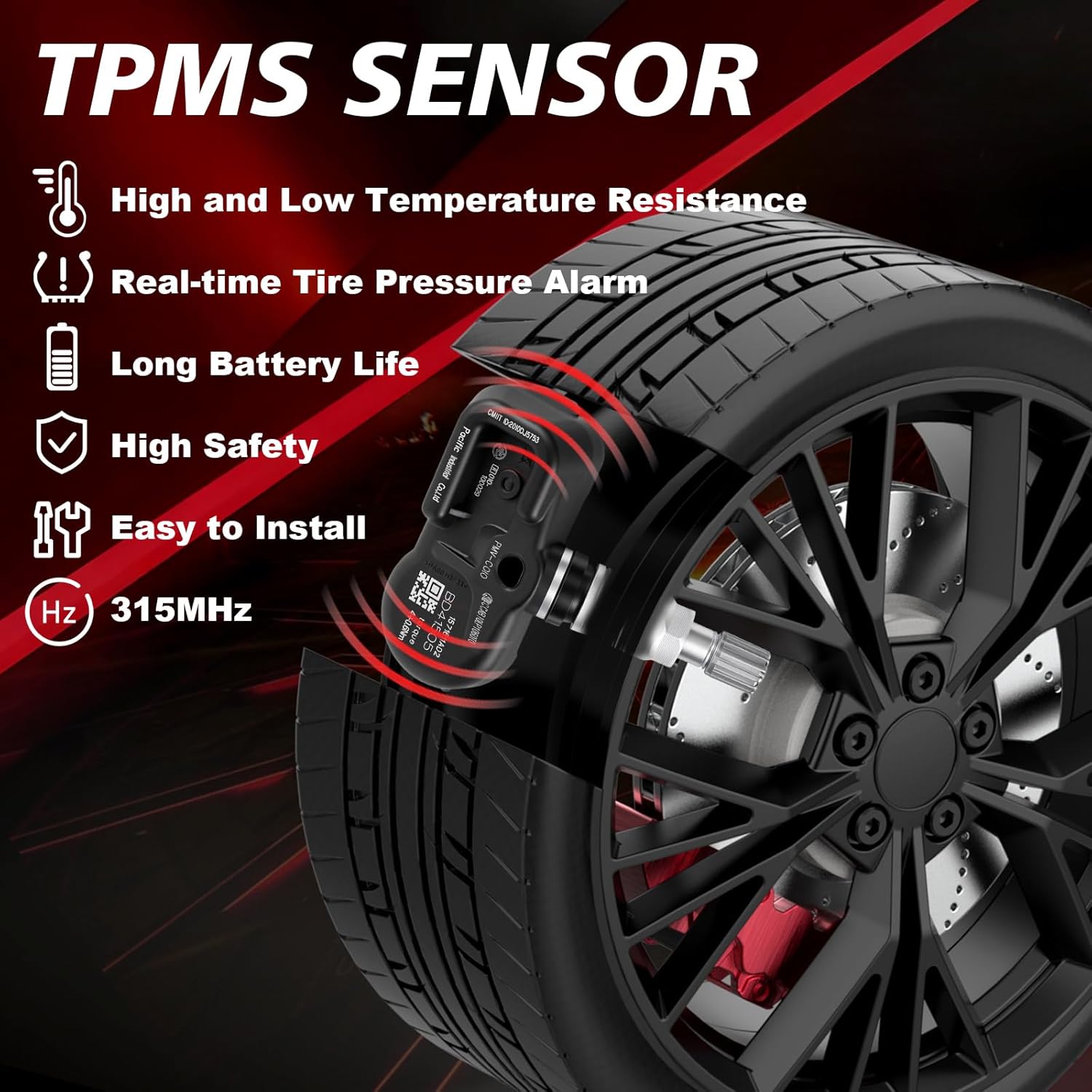 Pre-Programmed Tire Pressure Monitoring Sensor 315MHz TPMS Sensor Compatible with Toyota 2012-2019 Camry 2014-2019 Highlander, for Lexus Scion Subaru 4PCS Replace 4260706020 PMV-C010