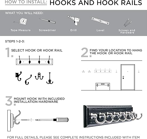 Vista 3 de Liberty Hardware - Perchero con 5 ganchos acampanados, riel con ganchos