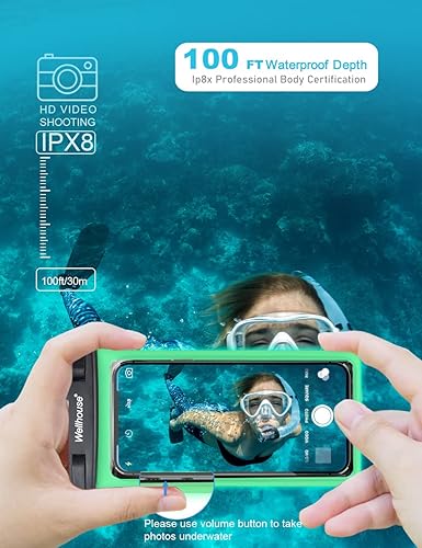 Miniatura 33 de wellhouse Funda impermeable para teléfono, funda impermeable para iPhone 16 15 14 13 12 Pro Max XS Samsung, IPX8 3D bolsa seca para teléfono celular