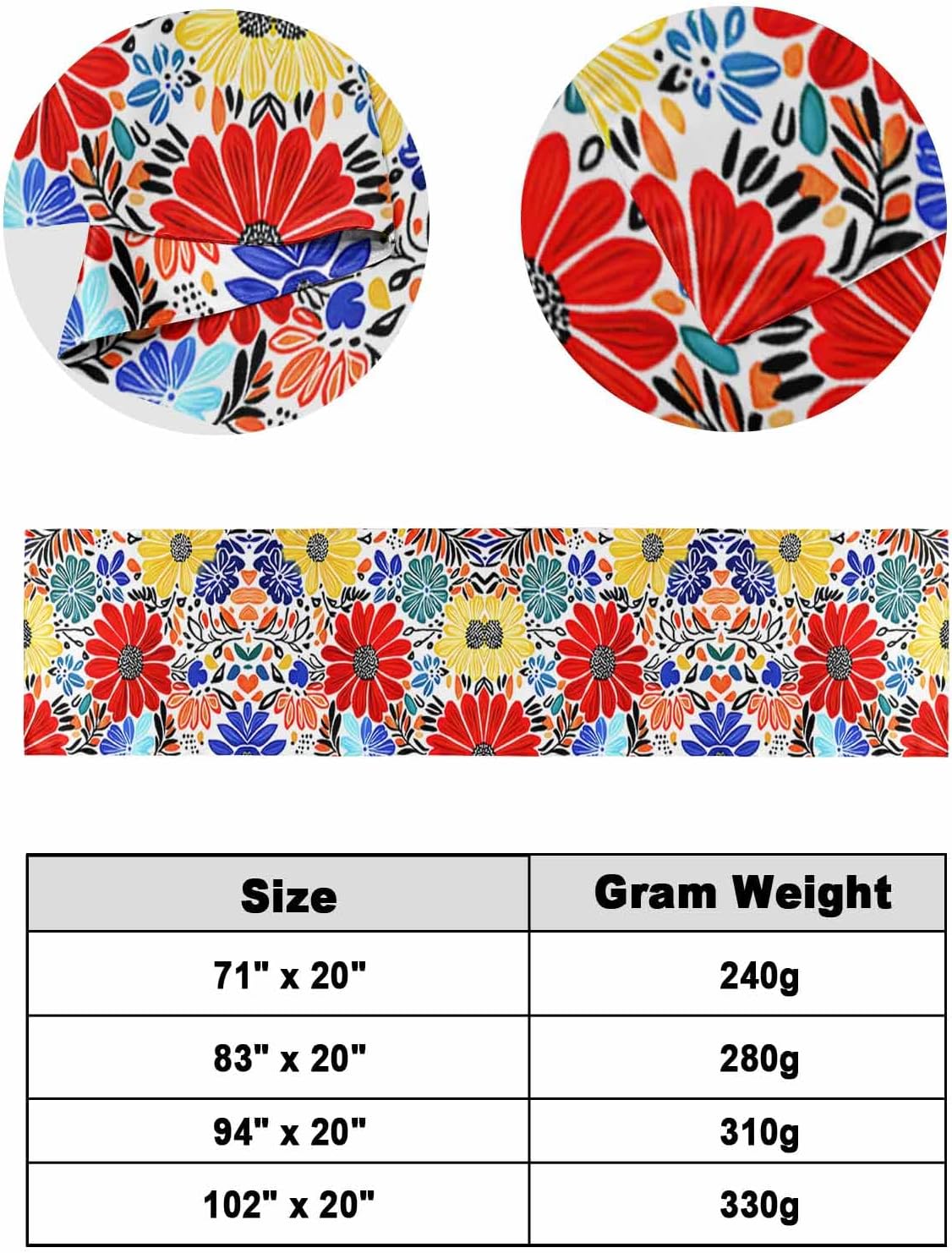 Watercolor Abstract Blossom Flower Bed Runners for Bedroom Hotel,Decorative Bedding Scarf Colorful Floral Leaves Bed End Blanket Bedding Runner Scarves for Queen Size Bed,94x20in