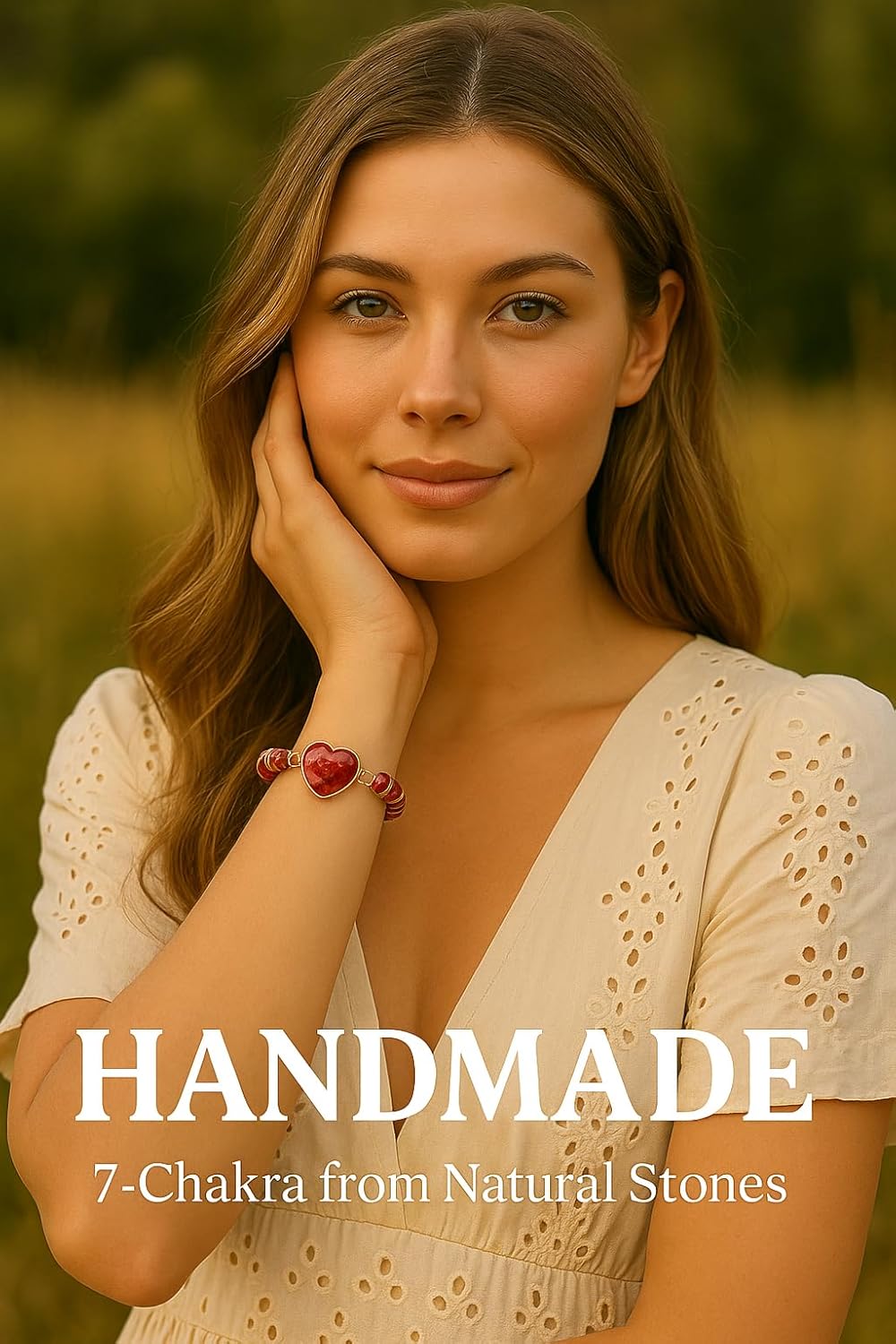 Seven-Chakra Healing Natural Red Heart Gemstone Bracelet - Meditation Energy Spiritual Protection - Mental Health Balance 1-Strands Leather Wrap 1 Piece of Handmade with Premium Gift Box - Image 2