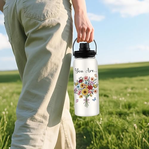 Miniatura 9 de Regalos inspiradores para mujeres, botella de agua con aislamiento floral de 32 onzas, vaso de acero inoxidable, regalo motivacional para niñas,