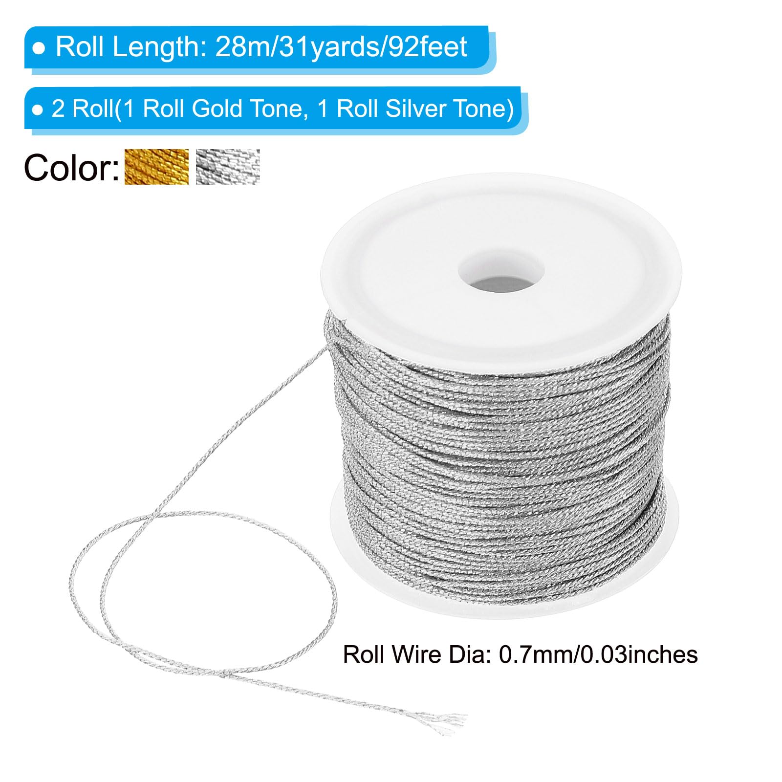 PATIKIL Total 62yard Metallic Cord Set - Image 2