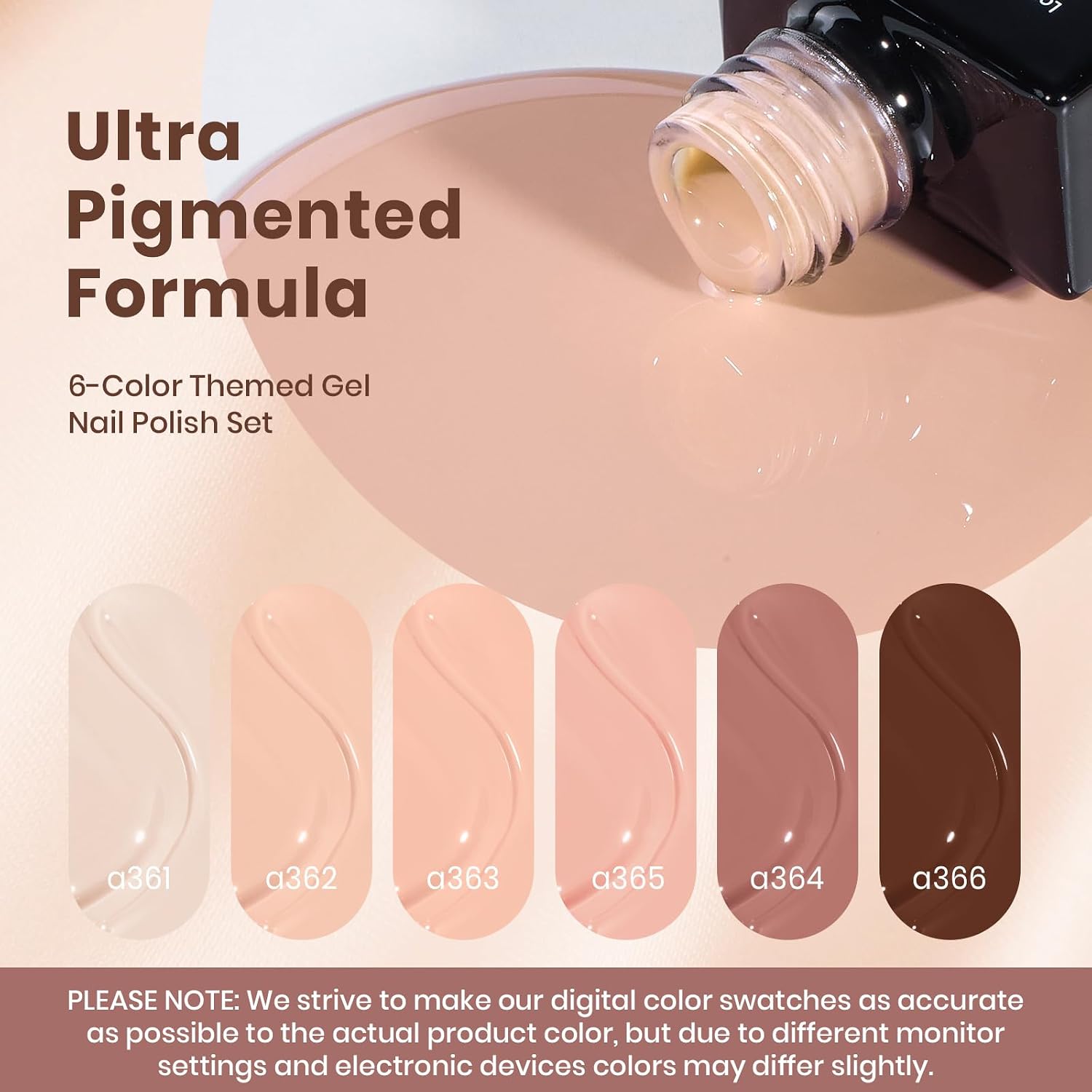 beetles Nude Gel Polish Set - Skin Tones Collection Nude Brown Neutral Polish 6 Colors Gel, Polka Dot Nails Design Soak off Uv Led Lamp Needed Manicure Diy Home