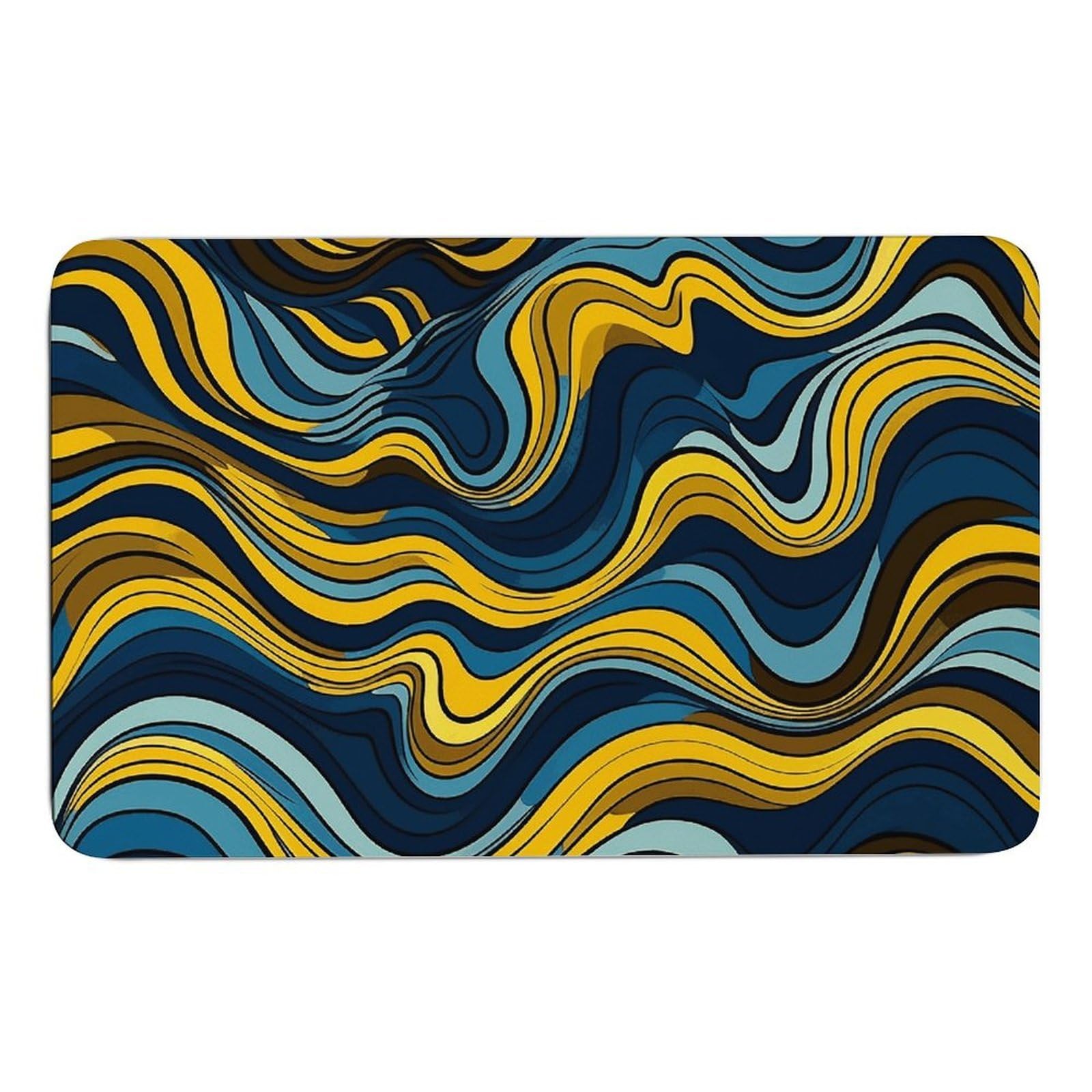 NTVOWPZO Wave Pattern Stone Bath Mats Wave Pattern Diatomaceous Earth Bath Mat Super Absorbent Bathroom Floor Mat Quick Drying Shower Mat for Shower Bathtub Bathroom Accessory