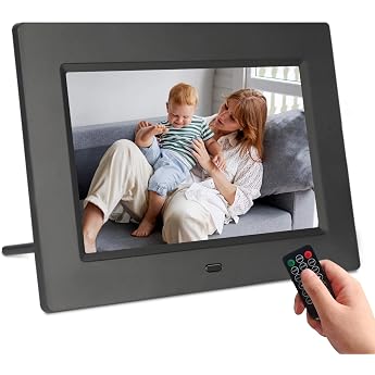 TSITSC 7 Inch Electronic Picture Frame 1024 x 600 IPS Screen Digital Picture Frame Calendar/Clock Function/Music/Photo/Video Player with Remote Control Supports USB/SD Card