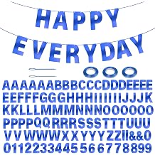 116 Pcs DIY Glitter Customizable Banner Kit Custom Banner Including 111 Letters and Numbers 3 Rope and 2 Threading Devices for Personalized Decor for Graduation Party, Birthday,wedding Bright Blue