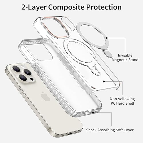 Miniatura 3 de ZWQL Funda magnética plegable para iPhone 14 Pro, funda magnética de soporte invisible con soporte duradero empotrado, protección de 360, a prueba