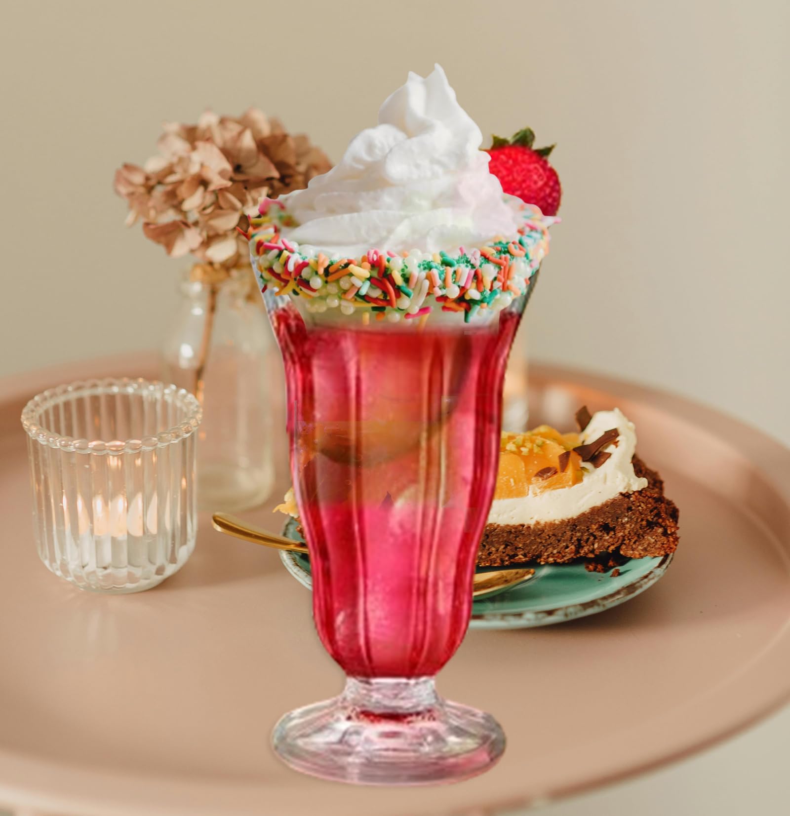 Ice Cream Cups Milkshake Glasses Set Vintage Soda