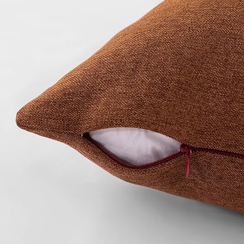 Miniatura 3 de AMBERIS 2 fundas de almohada (sin relleno), color marrón, imitación de cáñamo decorativo, 2 fundas de almohada (sin relleno) para hotel en casa