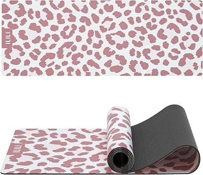 ILILI Yoga Mat Leopard Print Yoga Mat 8mm, Suede & TPE Thick Exercise Mat, Workout Mat for Women Men, 72x25 Fitness Mat with Strap for Home Gym, Yoga, Pilates, Stretching