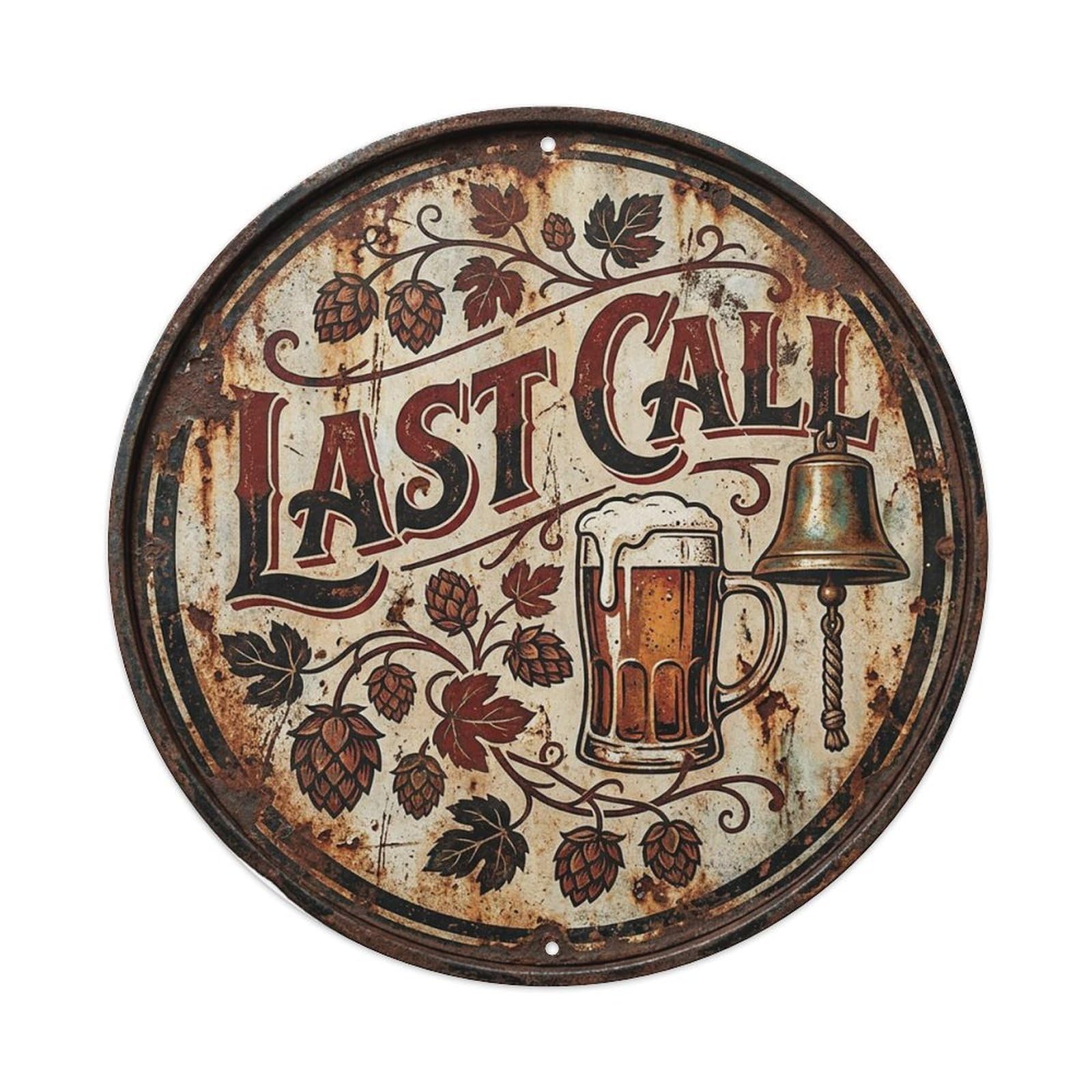 Vintage Beer Tavern Last Call Retro Bar for Pub Vintage Metal Tin Sign Plaque Wall Decor for Cafe, Club Bar, Office, Garden Metal Poster 8x8Inch