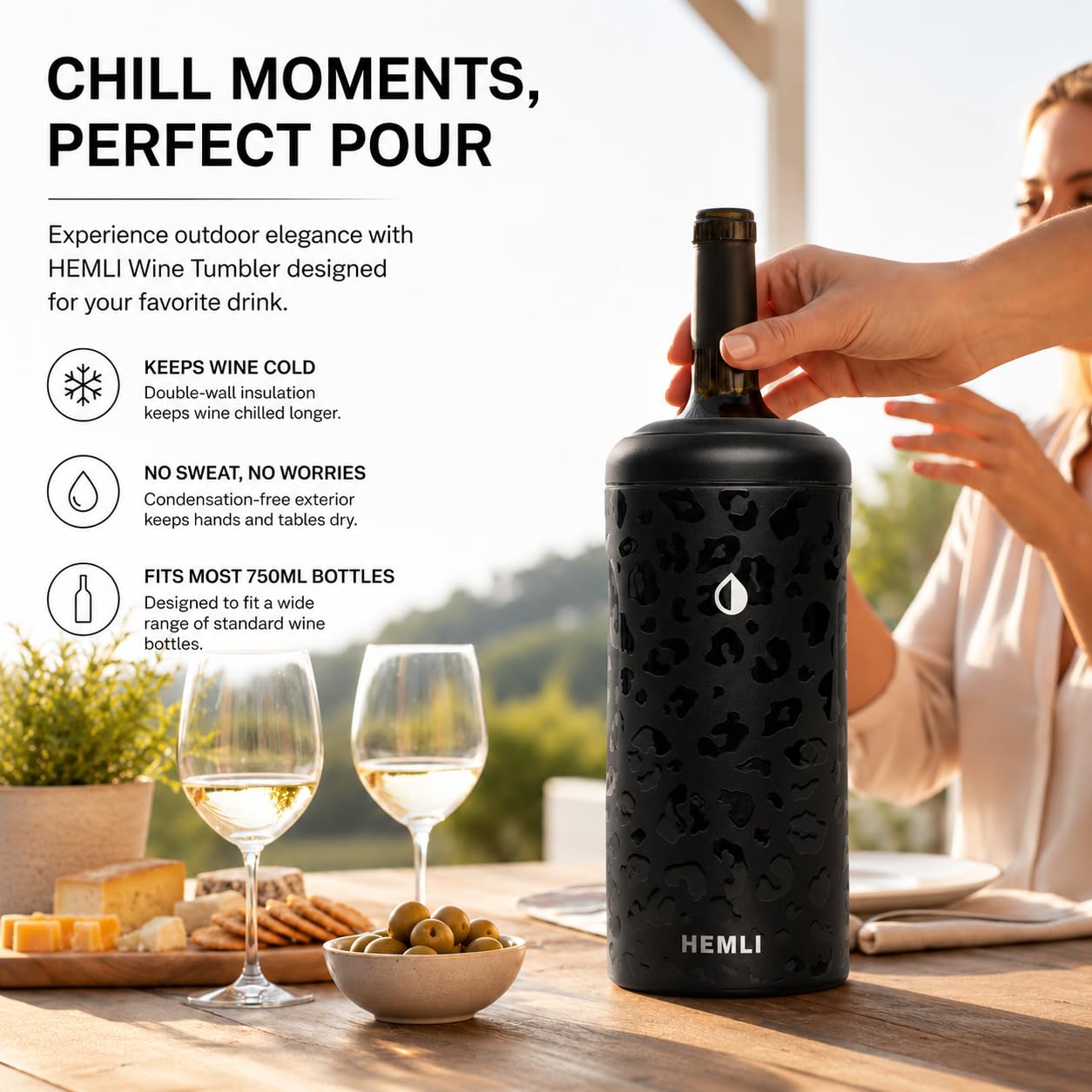 Wine Bottle Chiller Insulator Sleeve, Keeps Wine and Champagne Cold for 12 Hours, Vacuum Insulated Wine Bottle Cooler — Amazon image 6