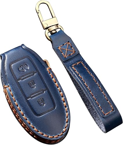 Miniatura 9 de ontto Llavero de 3 botones para Nissan Altima Maxima Armada Murano Rogue Leather Car Smart Remote Key Skin Anti-rasguños Llavero Marrón