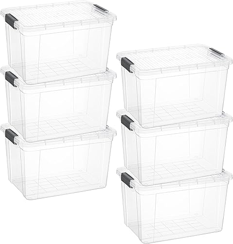 Miniatura 84 de Superio Cajas de almacenamiento transparentes con tapas, contenedores de plástico de 4.5 cuartos para organizar, cajas apilables, sin BPA, no