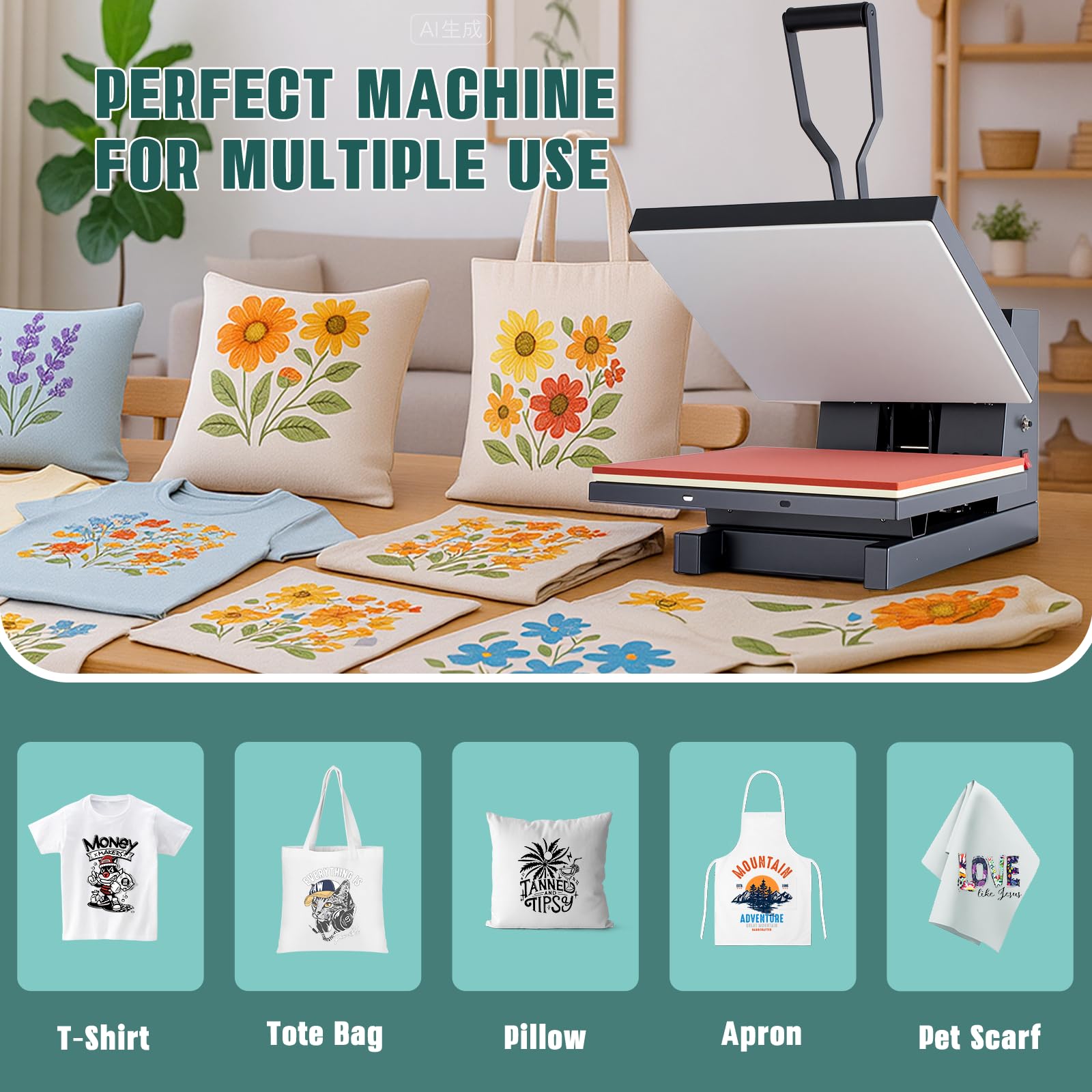 OLIXIS Heat Press, 15x15 Heat Press Machine for T Shirts with LCD Display & Memory Mode, 1200W Heat Transfer Machine for Bags, Pillows, Aprons