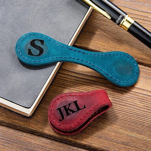 Miniatura 6 de Marcapáginas con inicial personalizable, regalo para ella, con monograma de letras personalizadas, de cuero, para amantes de los libros, lindo