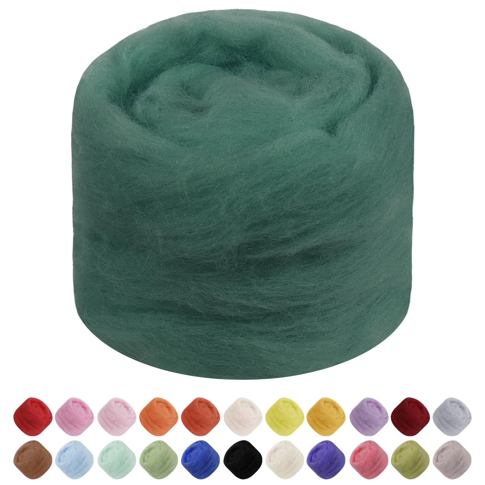 JeogYong Needle Felting Wool, 1.76oz Wool Roving Chunky Wool Yarn, Lake Green Wool Roving Yarn for Needle Felting, Wet Felting, Felting Projects, DIY Crafts