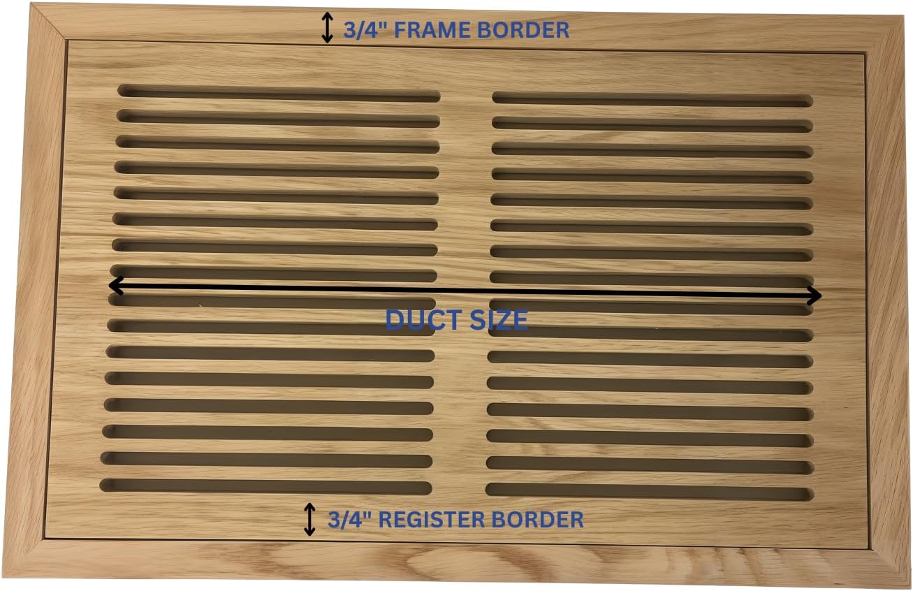 Cape Cod Air Grilles, 6" x 20" White Oak Hardwood Flush Mount with Frame Floor Register, Slotted Style, Unfinished, Made in USA