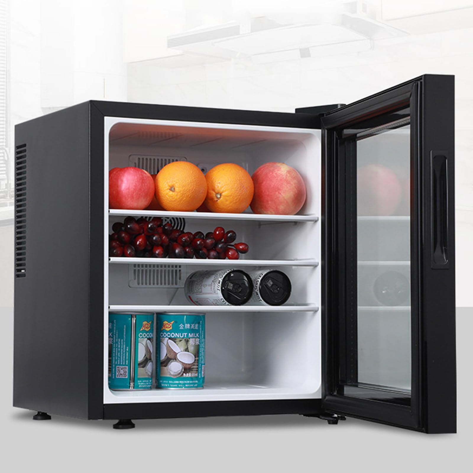Mini-Gefrierschrank mit Glastür und Schloss, leiser 28 dB Tischkühlschrank für Büro, Wohnheim, Wohnung – kompaktes 20-Liter-Design für Getränke und Snacks