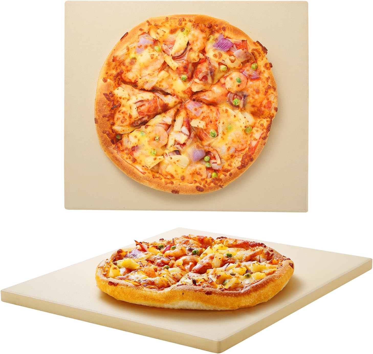 Unicook Square Pizza Stone 30.5cm, Heavy Duty Ceramic Baking Stone for Oven, BBQ and Grill, Ideal for Making Crisp Crust Pizza, Bread, Cookies and More, Thermal Shock Resistant, Durable and Safe