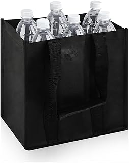 Porte Bouteilles Pratique pour 6 Bouteilles, Sac Bouteille vin, Sac Organiseur de Bouteilles, Parfait pour Les Courses et Conserver Les Bouteilles de vin, 27 x 27 x 18 cm, Noir.