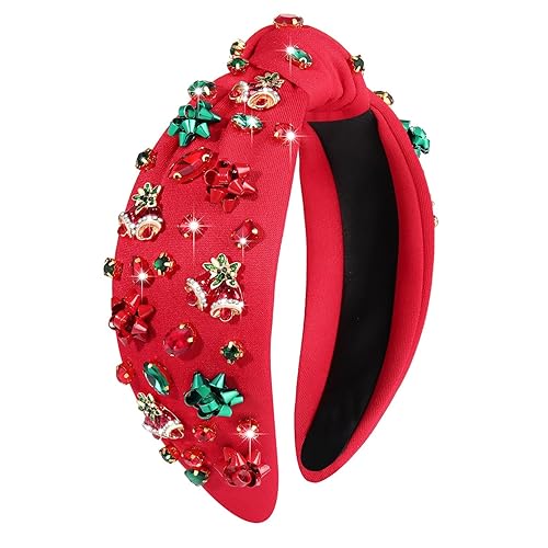 Miniatura 1 de MOLOCH Diadema de Navidad para mujer, diseño de árbol de Navidad, lazo de copo de nieve, diadema anudada de cristal con joyas, decoración de