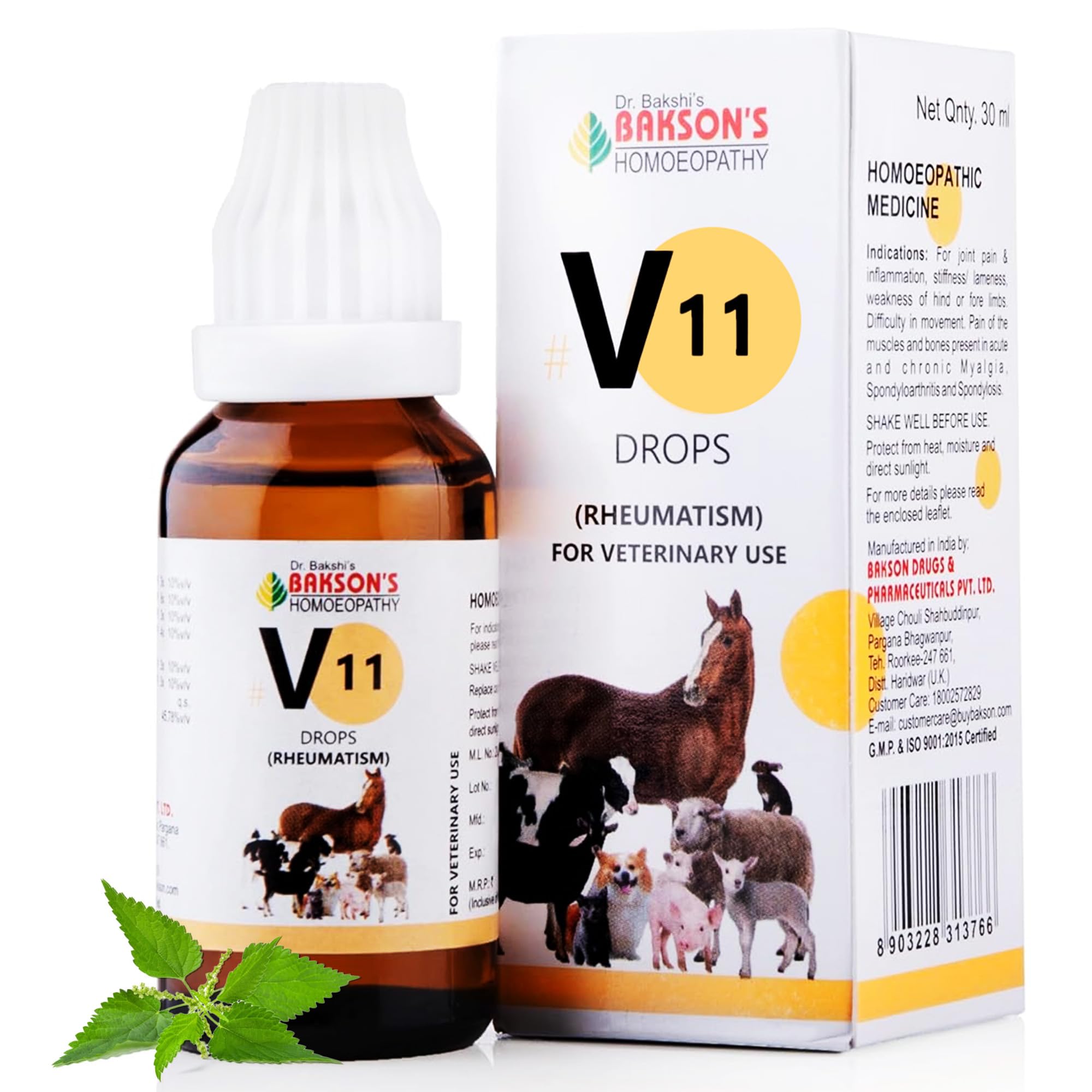 V-11 (Rheumatisum Drops) | 30 ML | Pet Veterinary Medicine for Animals | Pet Joint Supplement, Arthritis Medicine for Pets, Calcium for Dog & Cats | Pain Relief