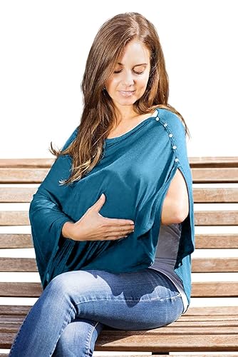 Miniatura 2 de Byrd & Blume Funda de lactancia de maternidad, transpirable, ligera, cubierta de lactancia materna, chal bufanda, poncho completo 360 (marino, talla