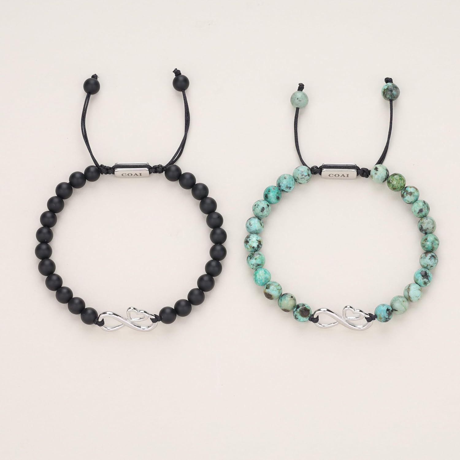 COAI His and Hers Bracelets, Stone Beaded Infinity Bracelets for Couples