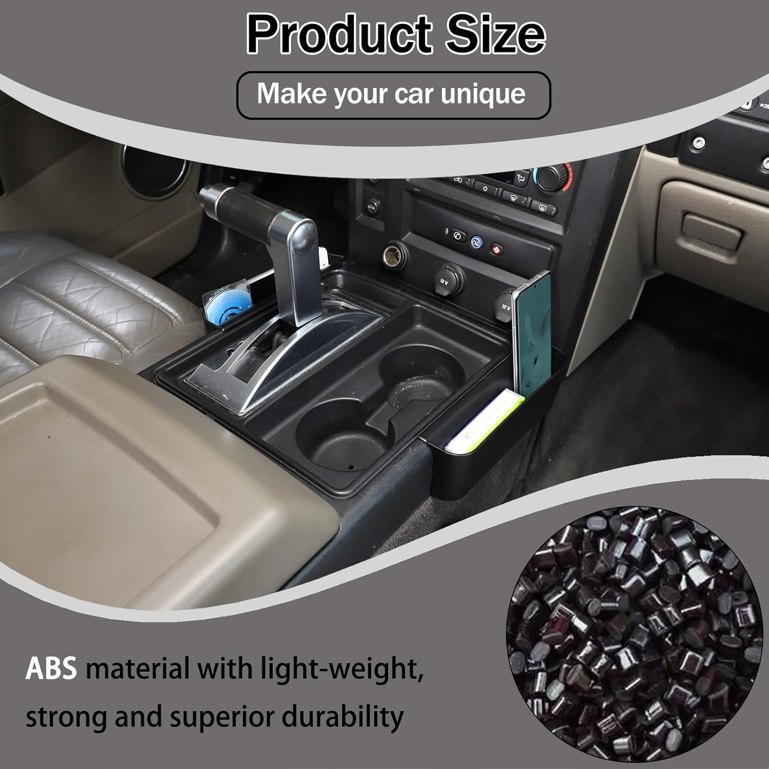 Lcojicep Gear Tray Center Console Gear Shift Storage Organizer Compatible with Hummer H2 2003-2007 Car Interior Accessories, Shifter Storage Box, Gear Shift Console Side Tray