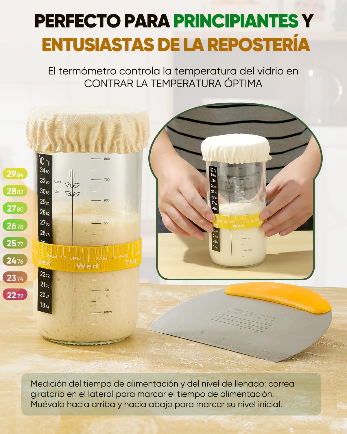 Cestas de fermentación - Juego de 2 cestas de fermentación de silicona oval y redonda, juego de iniciador de masa madre de 32 OZ