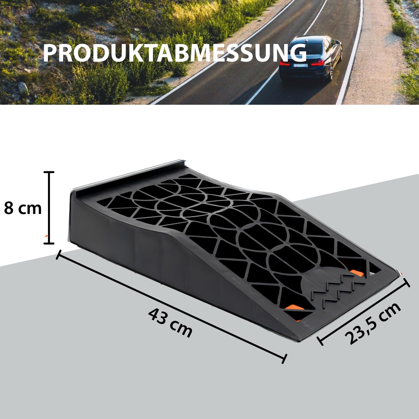 TRUTZHOLM 2 x Auffahrkeil Stufenkeil Ausgleichskeil mit Überfahrstopper 42 x 23 x 8 cm Kunststoff hochbelastbar 5 t Tragkrfat für Wohnmobil Camper PKW SUV rutschfester Keil